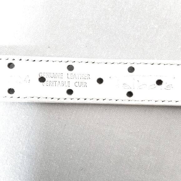 Talbots White Genuine Leather Belt XL Waist Decorative Punch Holes Throughout - Picture 8 of 11